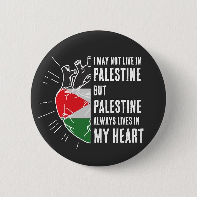 Badge Rond 5 Cm Palestine Drapeau Coeur humain (Devant)
