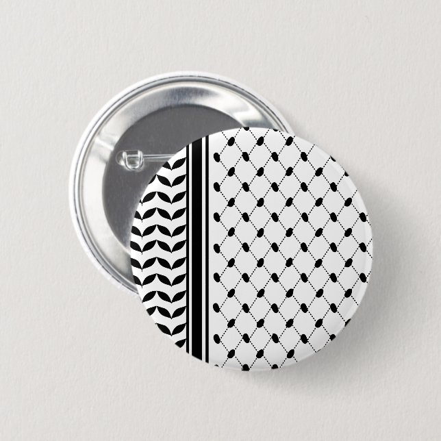Badge Rond 5 Cm Palestine Keffiyeh Motif Scarf (Devant & derrière)