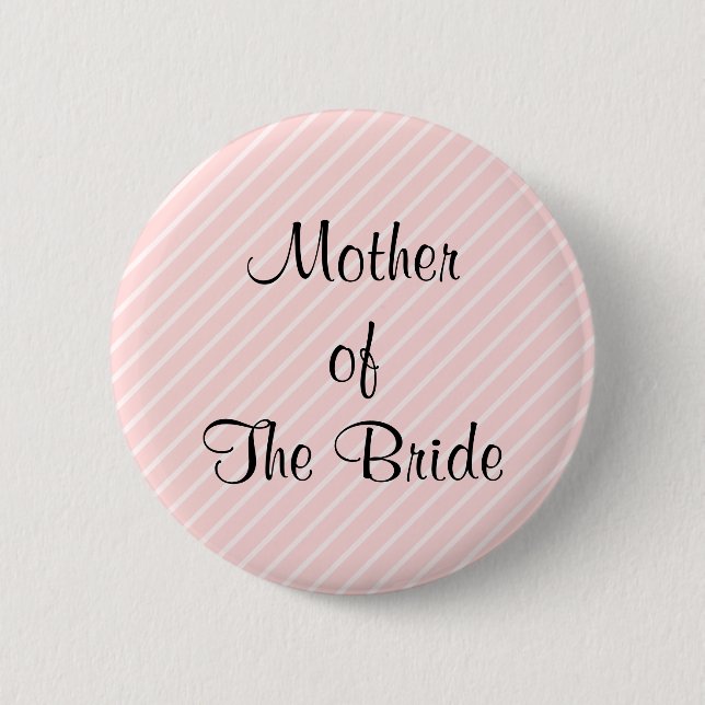 Badge Rond 5 Cm Pâlissez - épouser diagonal rose de rayures (Devant)