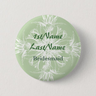 Badge Rond 5 Cm Pâlissez la menthe et l'insigne floral blanc