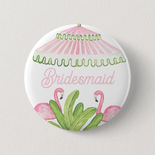 Badge Rond 5 Cm Palm Beach Cabana Bach Club | Bridesmaid (Devant)