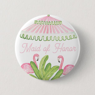 Badge Rond 5 Cm Palm Beach Cabana Bach Club Demoiselle d'Honneur