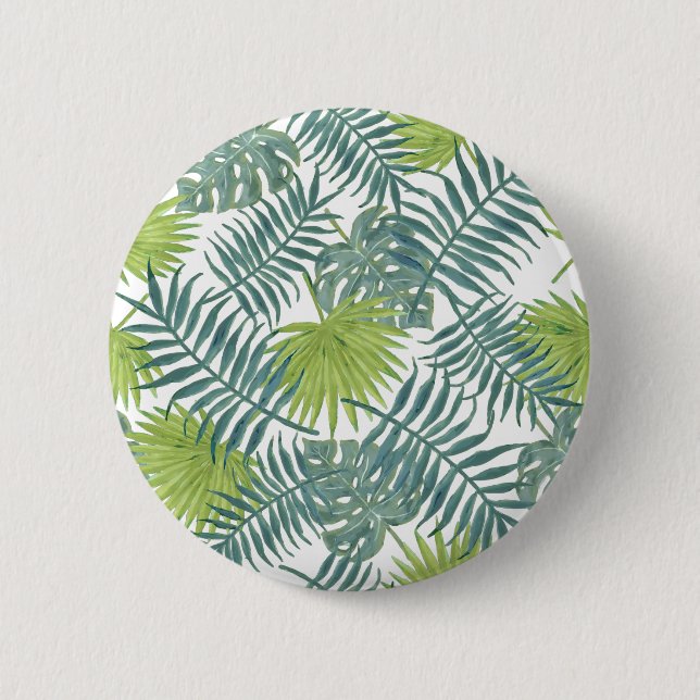 Badge Rond 5 Cm Palm Tree Fronds Peinture hawaïenne (Devant)