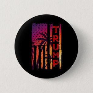 Badge Rond 5 Cm Palm Tree Vintage Distorsion Du Drapeau Américain