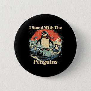 Badge Rond 5 Cm Palmes En Haut Je Me Trouve Avec Les Pingouins