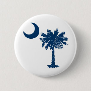 Badge Rond 5 Cm Palmetto bleu sur le bouton blanc