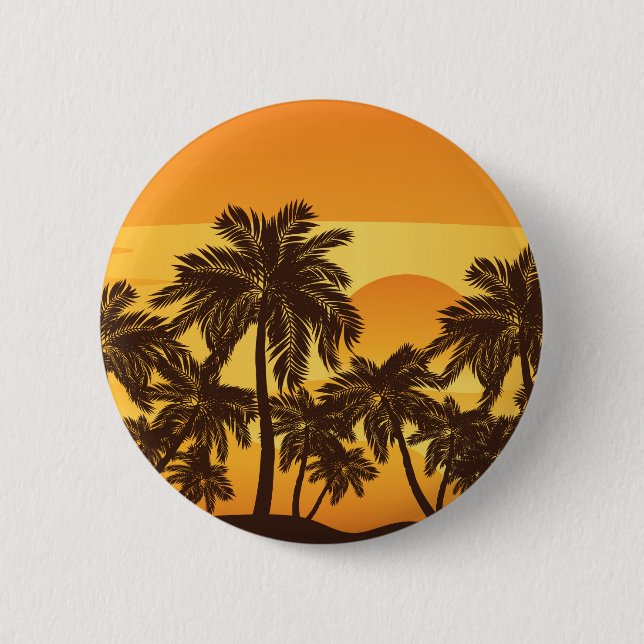 Badge Rond 5 Cm Palmier au coucher du soleil (Devant)