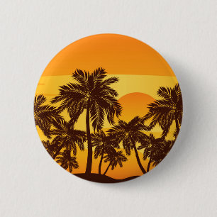 Badge Rond 5 Cm Palmier au coucher du soleil