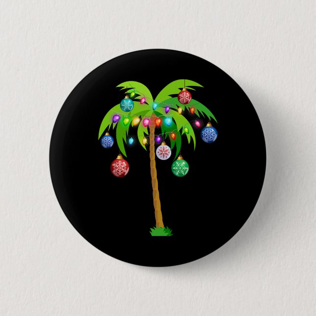 Badge Rond 5 Cm Palmier de Noël Hawaï Noël Tropical Xmas Coconut L (Devant)