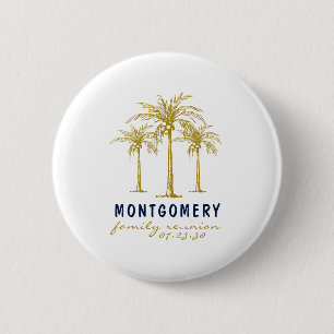 Badge Rond 5 Cm Palmier Doré Tropical Réunion de Famille Personnal