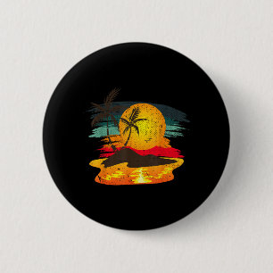 Badge Rond 5 Cm Palmiers au coucher du soleil Île Été Vibes Exotiq