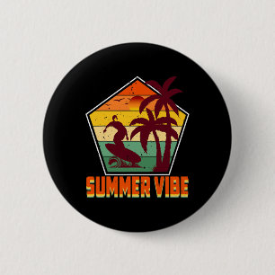 Badge Rond 5 Cm Palmiers d'été ensoleillés ambiance de plage tropi