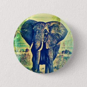 Badge Rond 5 Cm Palmiers éléphants