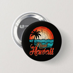 Badge Rond 5 Cm Palmiers Plage Hawaïenne 