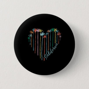 Badge Rond 5 Cm Palms Cœur République Californie Surf Plage Vaca