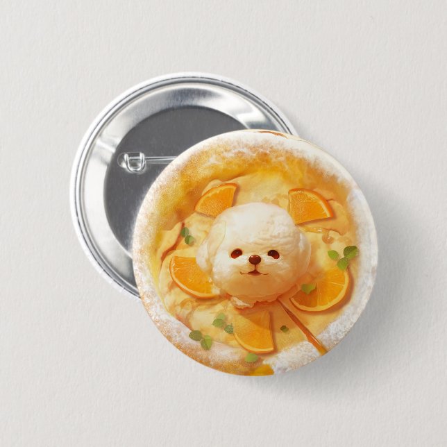 Badge Rond 5 Cm Pancake hollandais bébé avec crème glacée de chien (Devant & derrière)