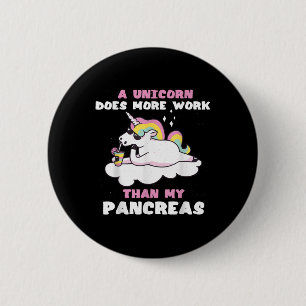 Badge Rond 5 Cm Pancreas Funny Unicorne Type 1 Diabète Sang