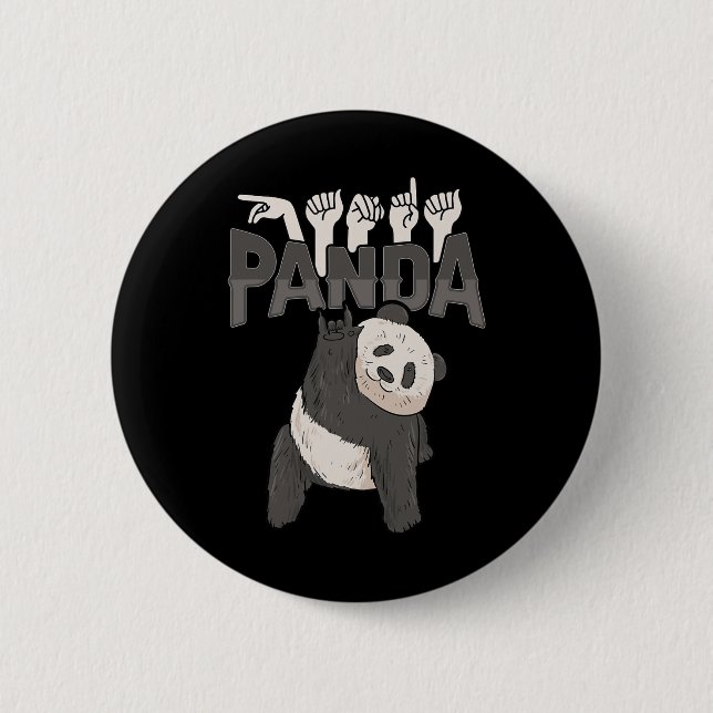 Badge Rond 5 Cm Panda Asl Gesture main Sourde Sensibilisation à la (Devant)