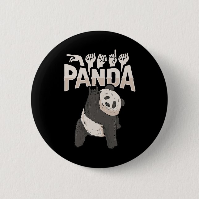 Badge Rond 5 Cm Panda Asl Gesture main Sourde Sensibilisation à la (Devant)