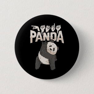 Badge Rond 5 Cm Panda Asl Gesture main Sourde Sensibilisation à la