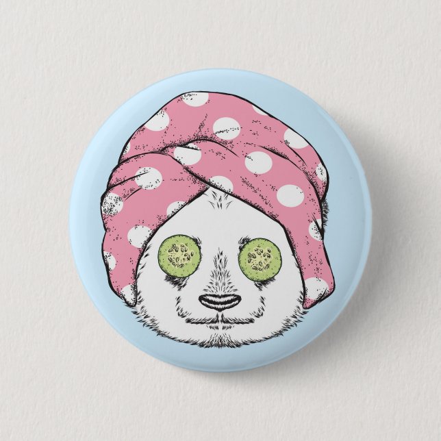 Badge Rond 5 Cm Panda au spa (Devant)