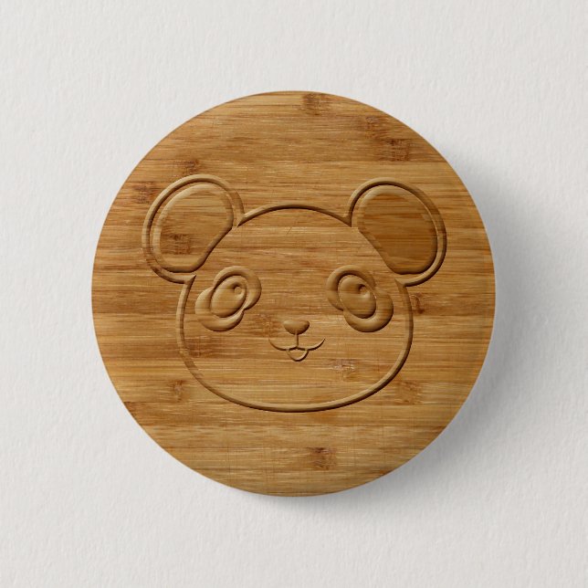 Badge Rond 5 Cm Panda Bear Carved Bamboo Print (Devant)