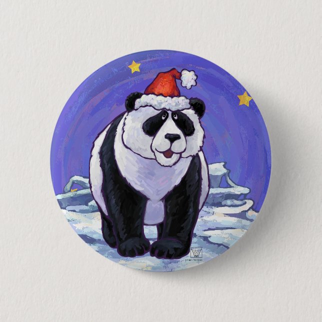 Badge Rond 5 Cm Panda Bear Noël (Devant)