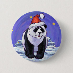 Badge Rond 5 Cm Panda Bear Noël