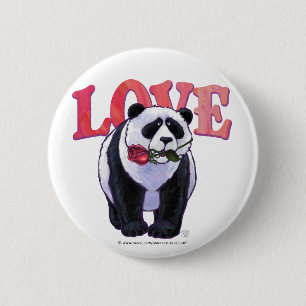Badge Rond 5 Cm Panda Bear Saint Valentin