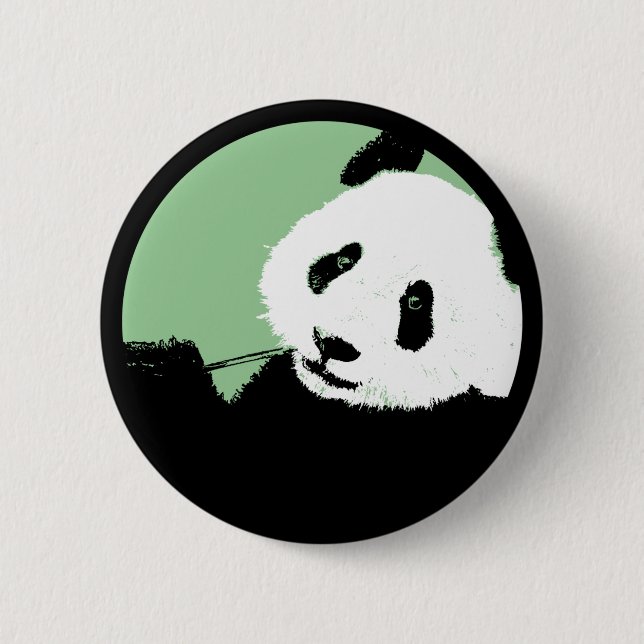 Badge Rond 5 Cm panda. cercle vert d'eau (Devant)