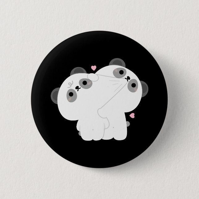 Badge Rond 5 Cm Panda Couple (Devant)