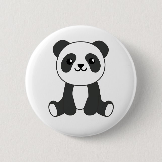 Badge Rond 5 Cm Panda Cute Animaux Enfants Bébé Ours Pandas Bouton (Devant)