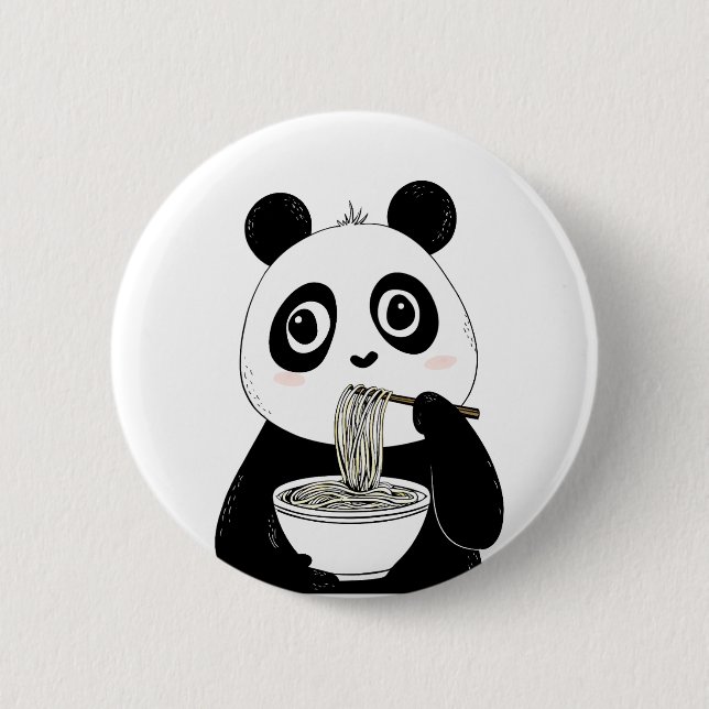 Badge Rond 5 Cm Panda Cute Manger Des nouilles Udon (Devant)