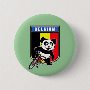 Badge Rond 5 Cm Panda cycliste Cute Belgium