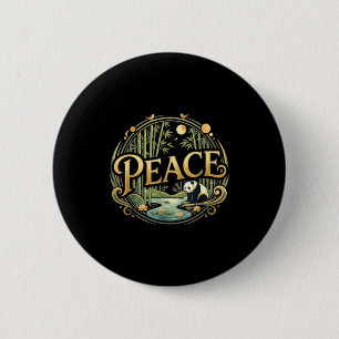 Badge Rond 5 Cm Panda de la paix Minimal Zen Asie Nature Illust An