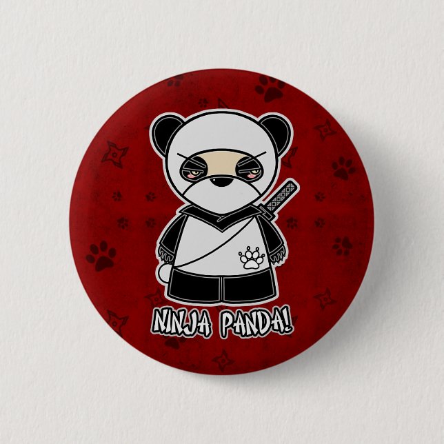 Badge Rond 5 Cm Panda de Ninja ! Dans le bouton rouge (Devant)