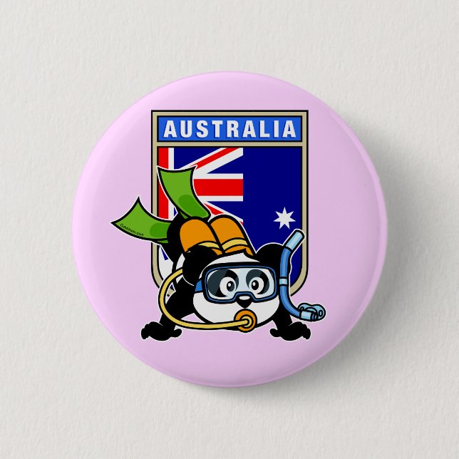 Badge Rond 5 Cm Panda de plongée australienne (Devant)