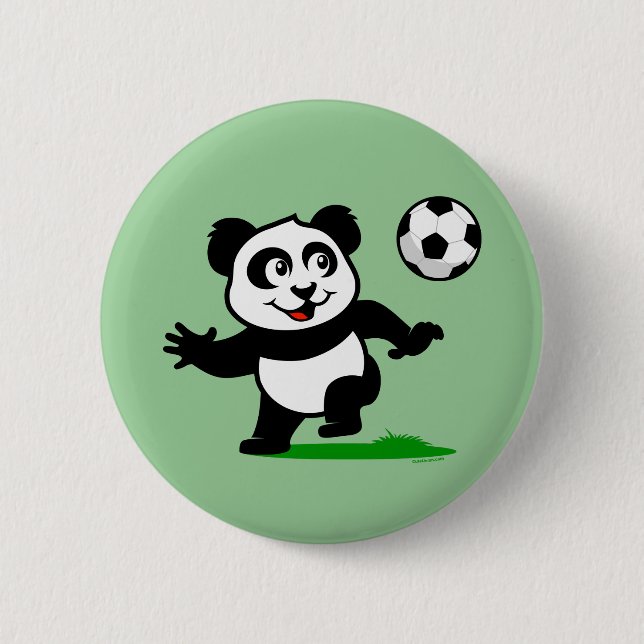 Badge Rond 5 Cm Panda de soccer mignon (Devant)
