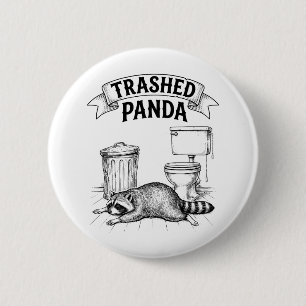 Badge Rond 5 Cm Panda Dégradé Drôle de Raton laveur Ivre