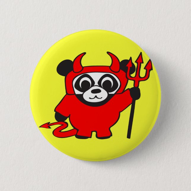 Badge Rond 5 Cm Panda - diable - bouton (Devant)