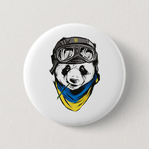 Badge Rond 5 Cm Panda Drapeau Ukrainien Ukraine Chemise Ukrainien