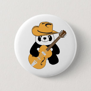 Badge Rond 5 Cm Panda drôle avec guitare