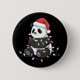 Badge Rond 5 Cm Panda drôle Noël Animal Lumières Amoureux