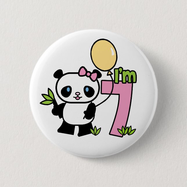 Badge Rond 5 Cm Panda Girl 7e anniversaire (Devant)