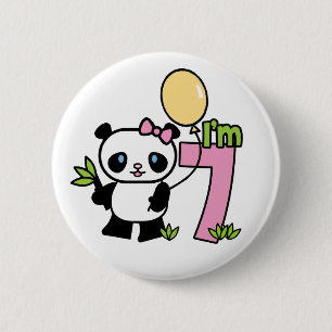 Badge Rond 5 Cm Panda Girl 7e anniversaire