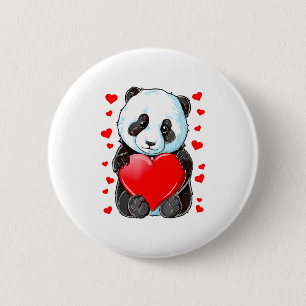 Badge Rond 5 Cm Panda Heart Saint-Valentin Filles Enfants Femmes O