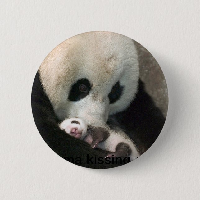 Badge Rond 5 Cm Panda kissing cub (Devant)