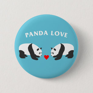 Badge Rond 5 Cm Panda Love (Bleu)