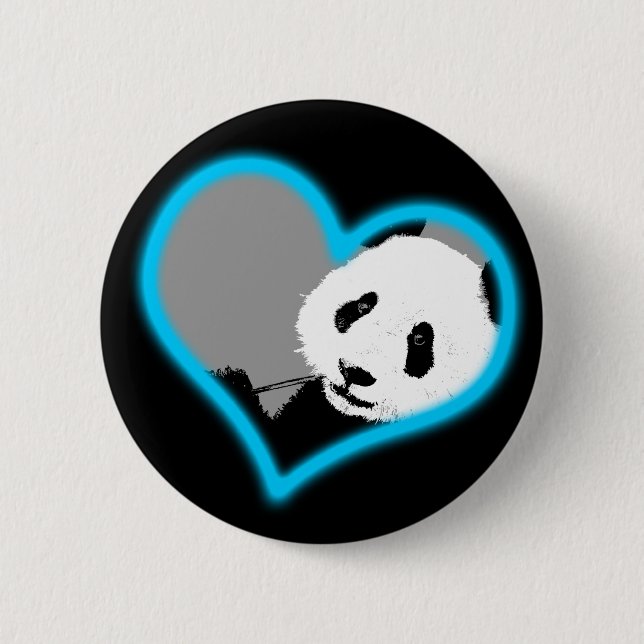 Badge Rond 5 Cm panda love. néon light. (Devant)