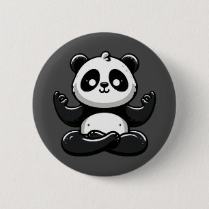 Badge Rond 5 Cm Panda Méditant Zen - Pose Mignonne Méditation Anim